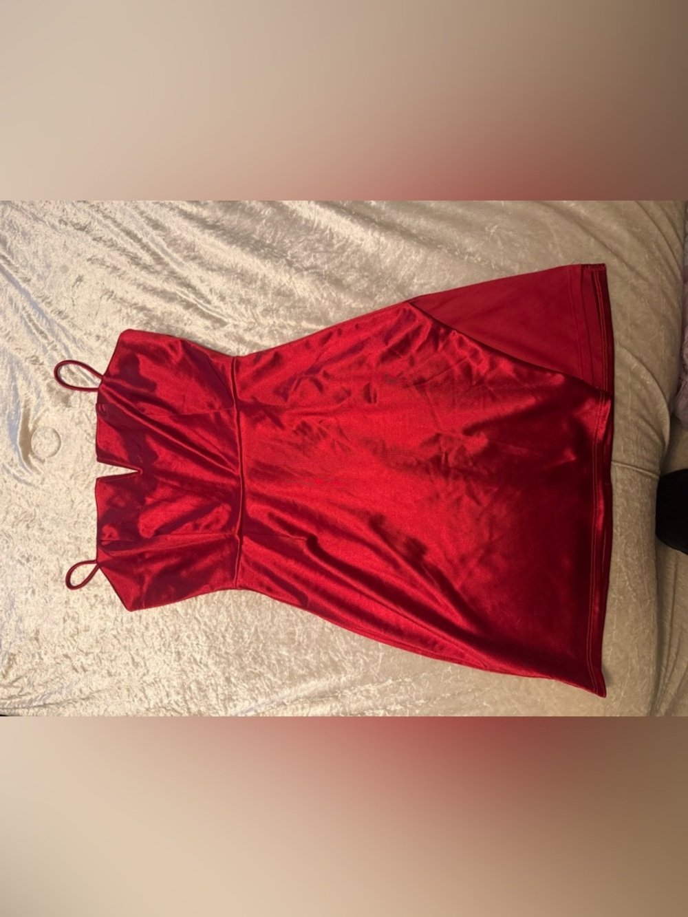 Red satin dress